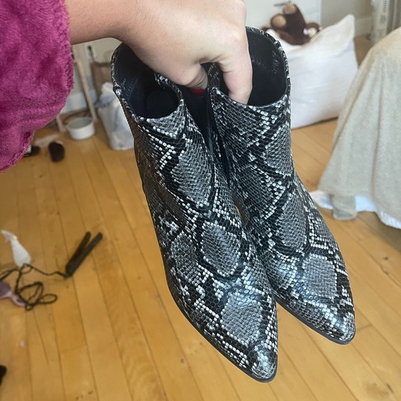 MADDEN GIRL | Black and Grey Snake Skin Pointed Toe Bootie - Picture 5 of 8